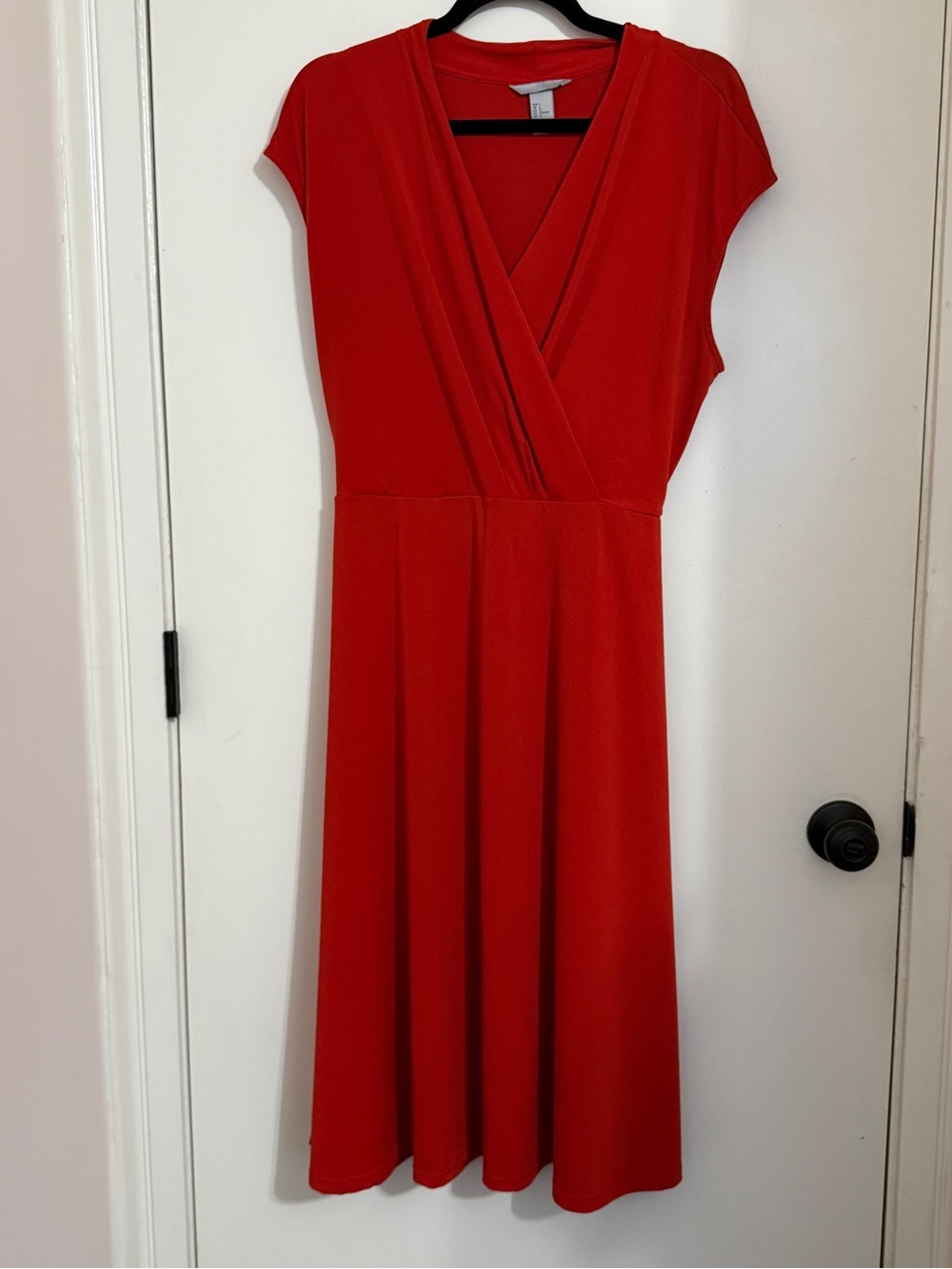 H&M Red Wrap-Style V-Neck Midi Dress